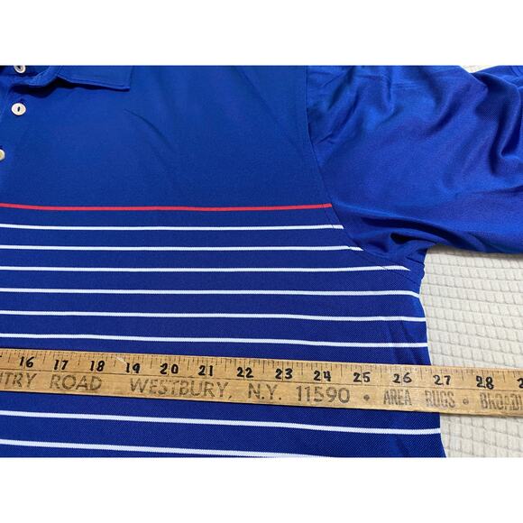 Peter Millar Summer Comfort Polo Shirt 2XL Blue White Striped Performance - Picture 3 of 8